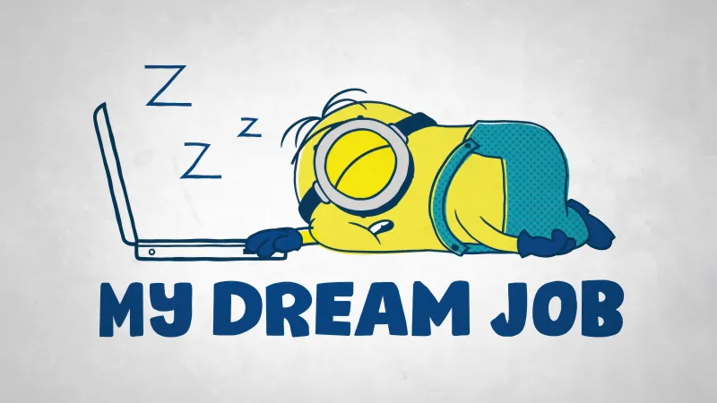 Minion, Dream job, 5K wallpaper, Laptop