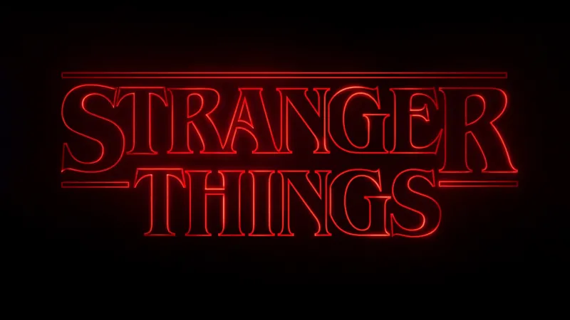 Stranger Things, Neon logo, Dark background 5K