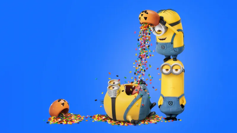 Minions Halloween, 8K wallpaper, Funny