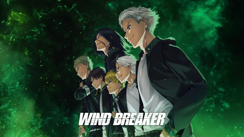 Wind Breaker, 5K wallpaper, Green background, Haruka Sakura, Akihiko Nirei, Hayato Suo
