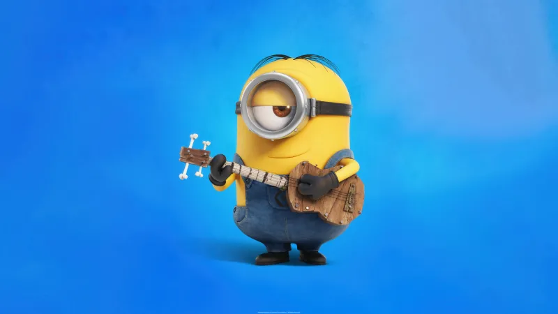 Stuart the Minion, 8K wallpaper, Blue background, Despicable Me