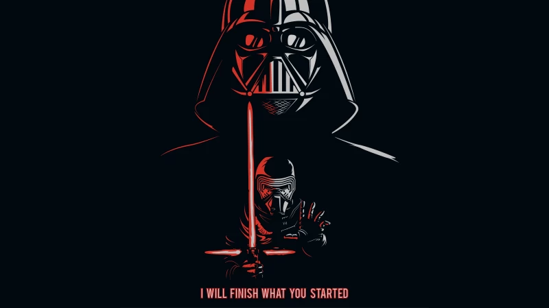 Kylo Ren, Darth Vader, Black background, Popular quotes, 5K