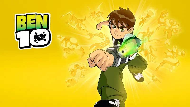 Ben Tennyson as Ben 10, Cartoon Network, Yellow background 4K