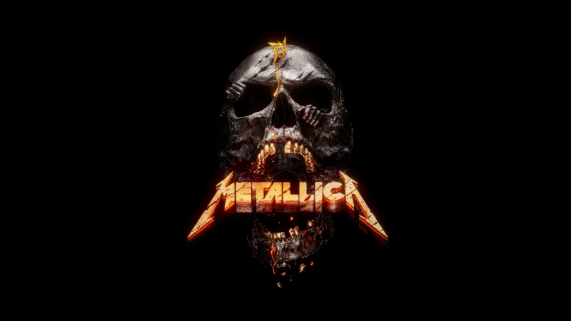Metallica Skull, AMOLED Black background 5K