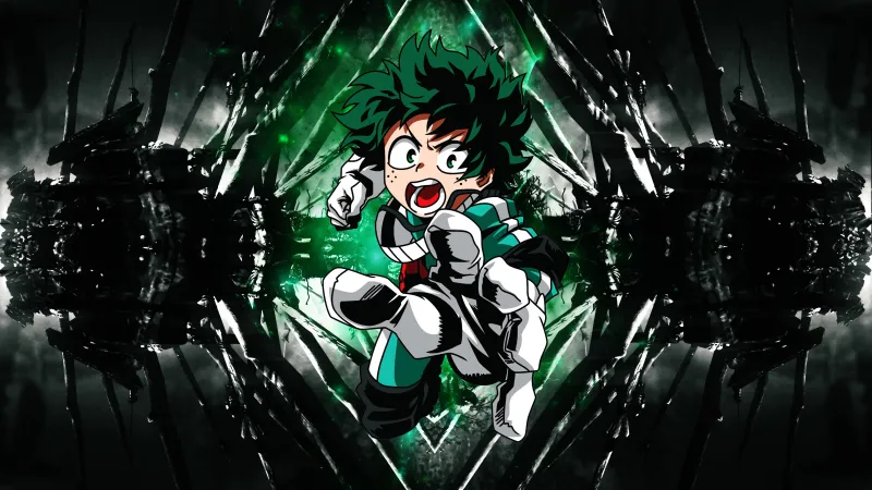 Izuku Midoriya 4K wallpaper, Dark background, My Hero Academia