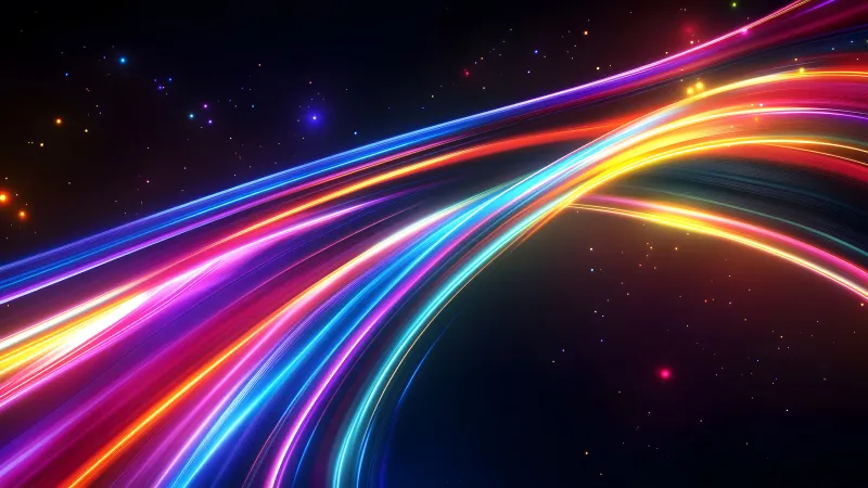 Rainbow light streaks wallpaper, Space, Glowing lines