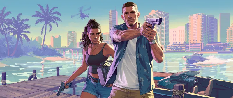Grand Theft Auto VI, Ultrawide 4K wallpaper, Lucia Caminos, Jason (GTA 6)