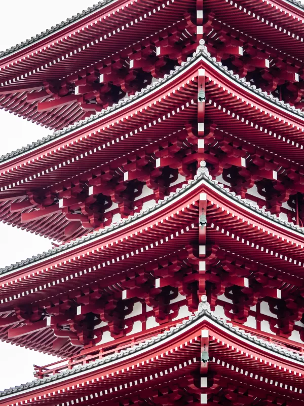 Pagoda, Tokyo, Japan, Ancient architecture, Buddhism, Red