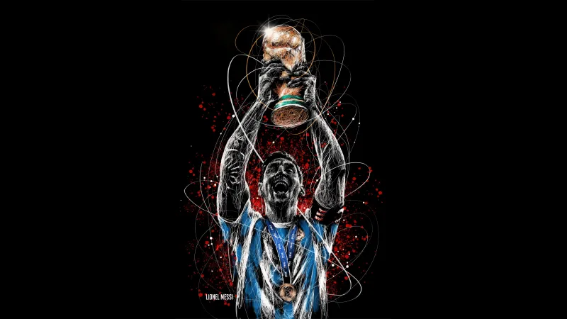Lionel Messi World Cup 2022, Black background 5K