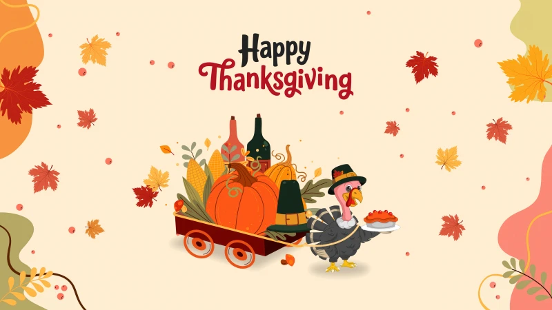 Happy Thanksgiving Turkey, 5K wallpaper, Autumn background