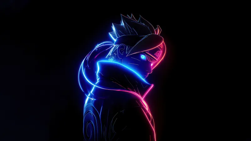 Boruto, Boruto Uzumaki wallpaper, Neon art, Black background, AMOLED