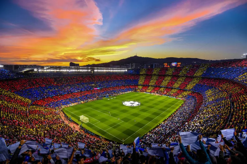 Camp Nou sunset wallpaper, FC Barcelona fans, Mosaic