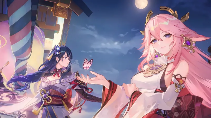 Raiden Shogun, Yae Miko, Genshin Impact, Anime girl, 12K wallpaper