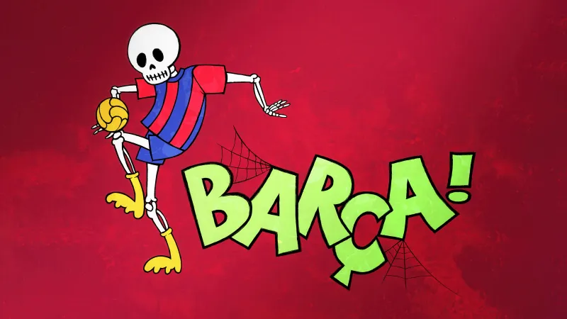 Barca Skeleton, Red background 5K, FC Barcelona Jersey