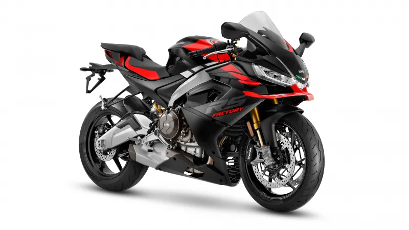 Aprilia RS 660 Factory wallpaper, Black and red, White background, 2025