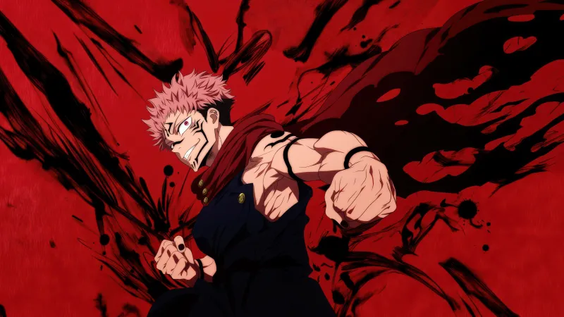 Sukuna, Red background 5K