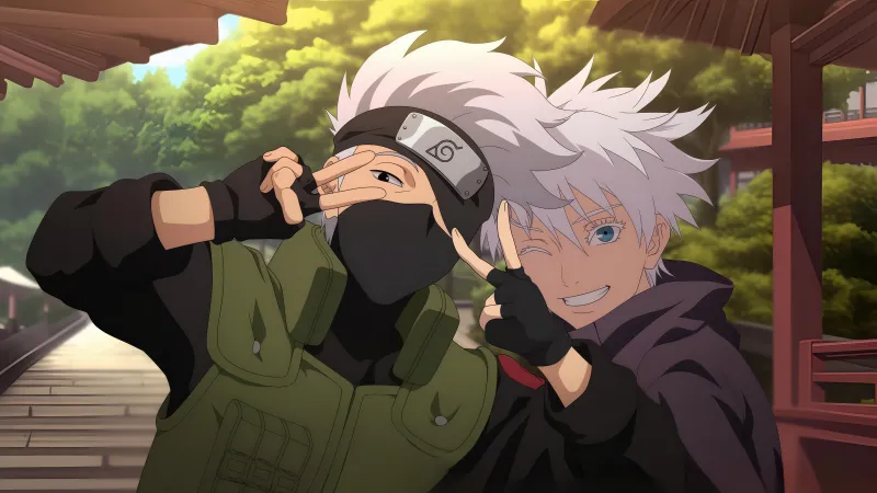 Kakashi Hatake, Satoru Gojo, Jujutsu Kaisen, 5K wallpaper
