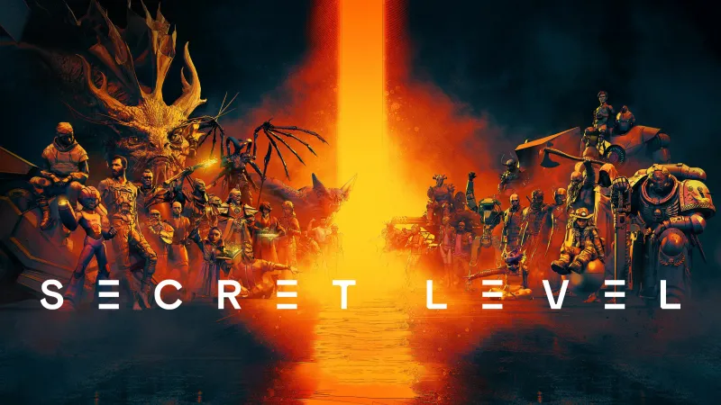 Secret Level, Prime series, Logo, Video game heroes, Orange, 4K wallpaper