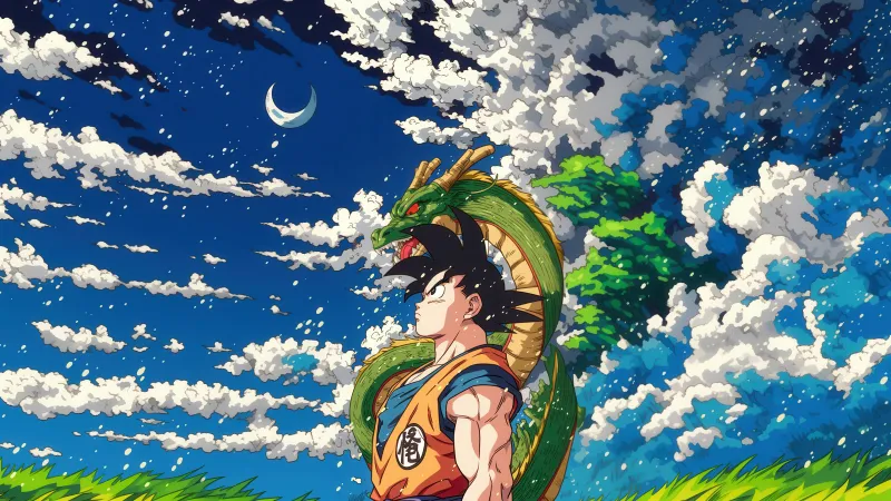 Son Goku, Shenron, Dragon Ball Z, 5K wallpaper