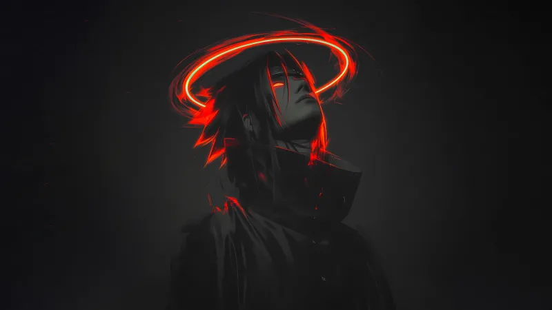 Sasuke Uchiha Artwork, Dark background 8K, Naruto