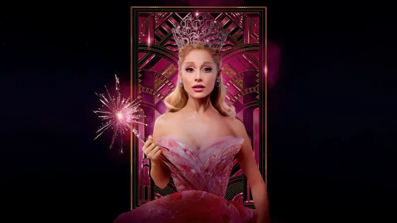 Glinda Ariana Grande, Wicked, Black background 5K