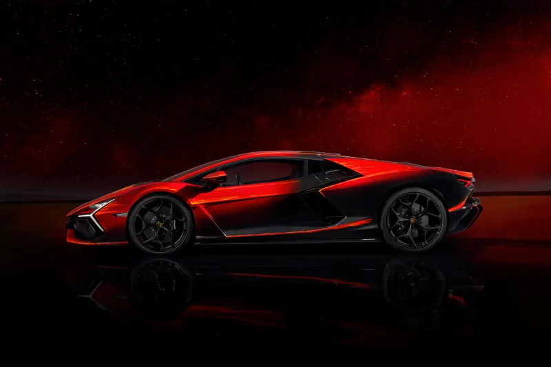 Lamborghini Revuelto Opera Unica, Red background 8K