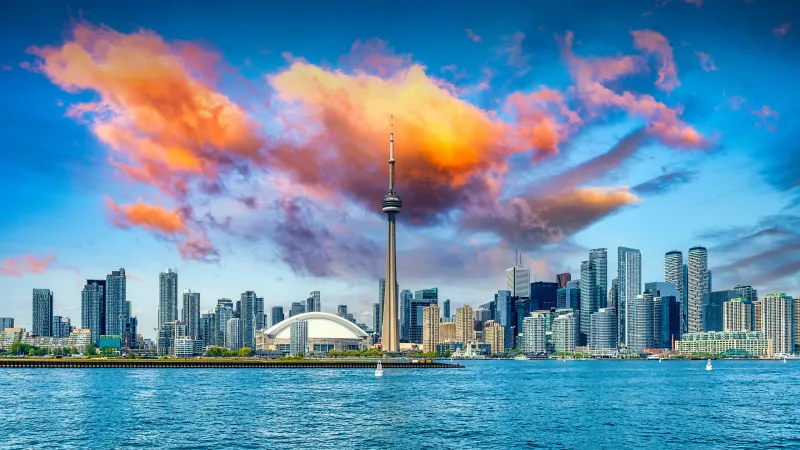Toronto skyline, CN Tower, Canada, 4K wallpaper
