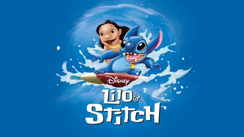 Lilo & Stitch Movie poster, Blue background 5K
