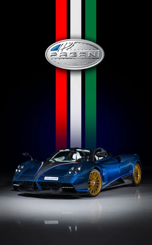 Pagani Huayra Roadster, Phone wallpaper, Dark background 4K