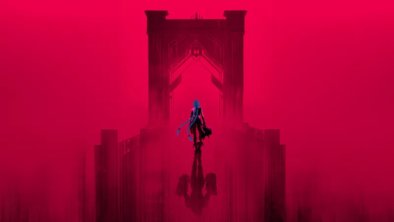 Jinx Red aesthetic, Arcane: League of Legends, Red background 4K
