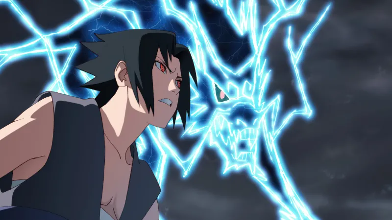 Sasuke Uchiha and Kirin, Lightning Strike, 5K wallpaper, Naruto