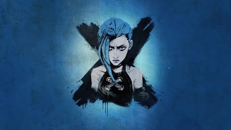 Jinx Blue aesthetic, Graffiti Artwork, Arcane: League of Legends