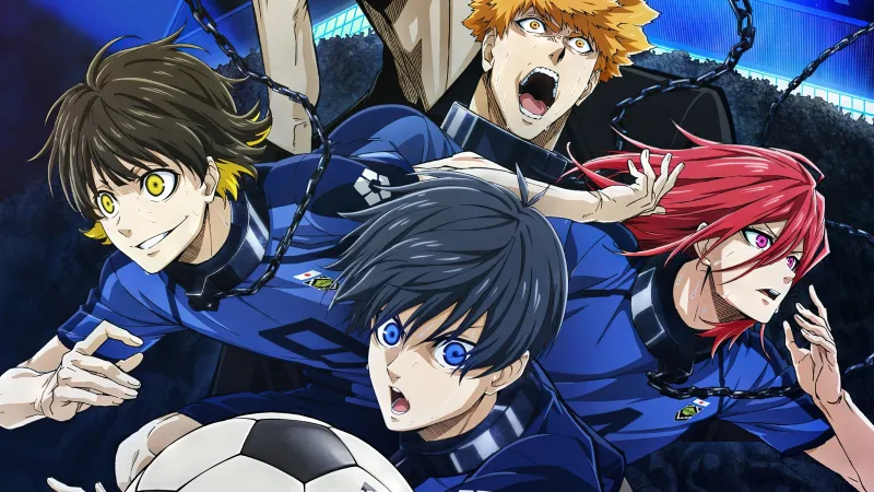 Blue Lock Poster, Yoichi Isagi, Meguru Bachira, Hyoma Chigiri, Rensuke Kunigami