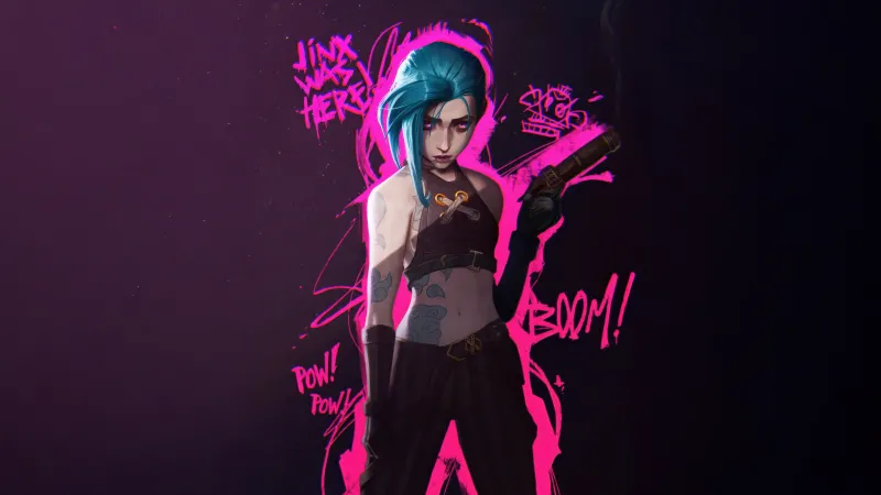 Jinx Arcane: League of Legends, 5K wallpaper