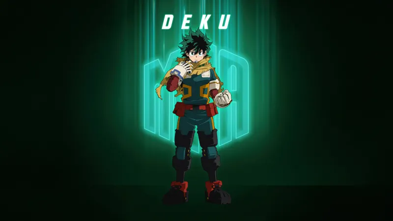 Izuku Midoriya (Deku), My Hero Academia Season 7, Green background 8K