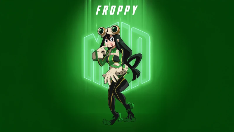 Tsuyu Asui (Froppy), My Hero Academia Season 7, Green background 5K