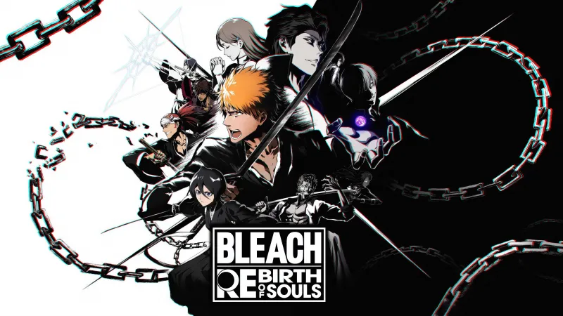 Bleach Rebirth of Souls 2025, 5K wallpaper, Black and White, Rukia Kuchiki, Ichigo Kurosaki, Sosuke Aizen