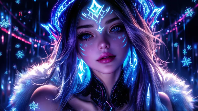 Anime dream girl, Neon art, Asian Girl, 5K wallpaper