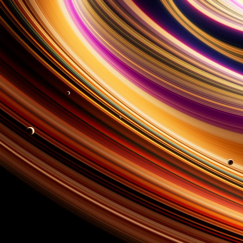Planetary rings closeup, Orange and purple, Cosmic, 5K wallpaper