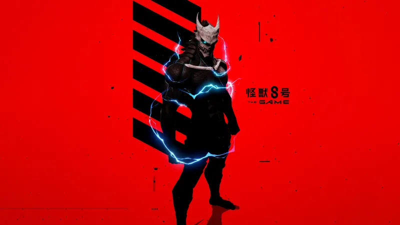 Kaiju No. 8 Video Game, Red background 5K