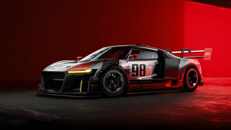 Audi R8 LMS GT3, Red background 4K