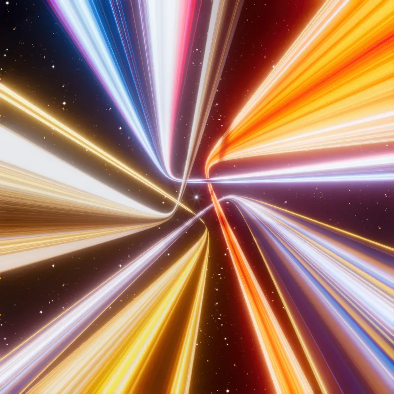 Golden warp tunnel wallpaper, Light streaks, Stars