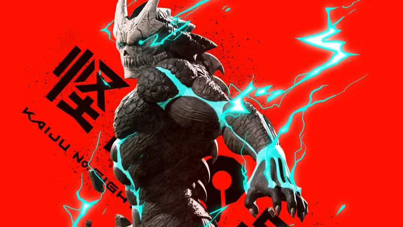 Kaiju No. 8 3D, Red background 5K