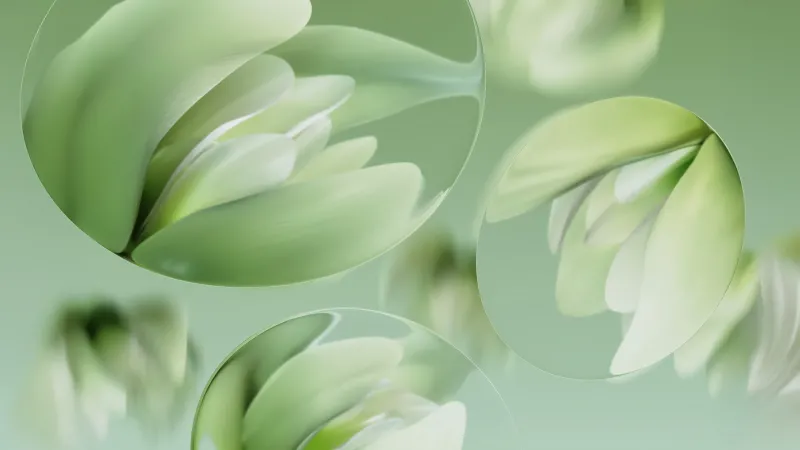 Pastel green tulips in glass wallpaper, Abstract flowers, Soft