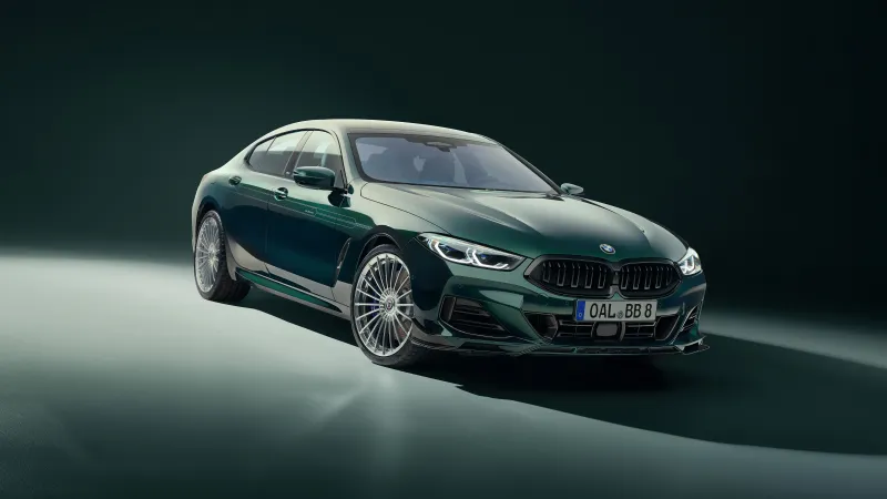 BMW Alpina B8 GT Gran Coupé wallpaper, Dark green, Studio, 2025, 8K