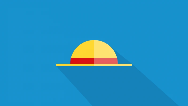 Minimalist Luffy Straw Hat, Monkey D. Luffy, Straw Hat Pirates, Blue background 8K