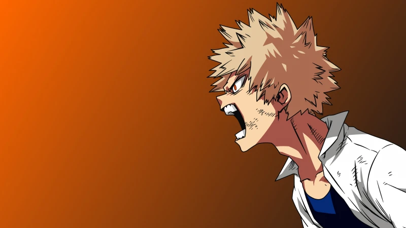 Katsuki Bakugo Artwork, My Hero Academia, Brown background 5K