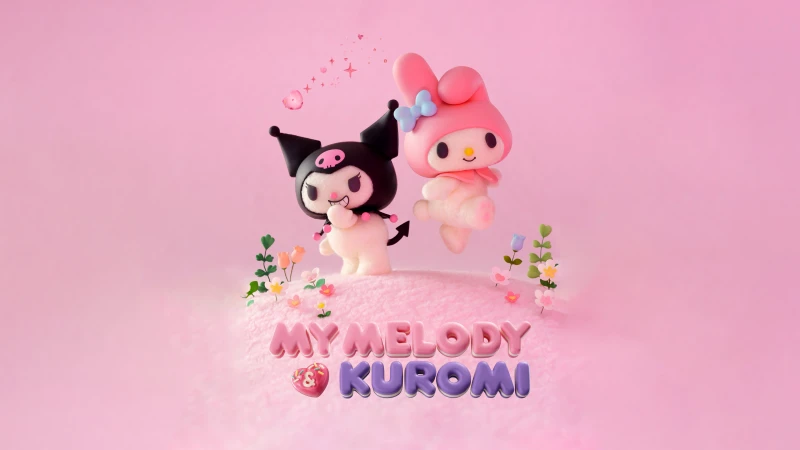 My Melody & Kuromi, Netflix series, Kuromi, My Melody, Pink aesthetic, Pink background 4K, Baby pink, Pastel, Sanrio