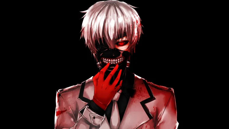 Ken Kaneki, AMOLED Black background 4K, Tokyo Ghoul