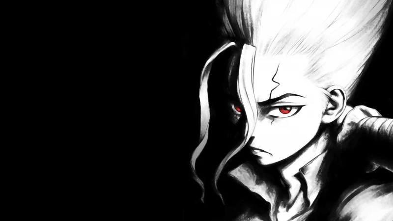 Senku Ishigami, Black background 8K